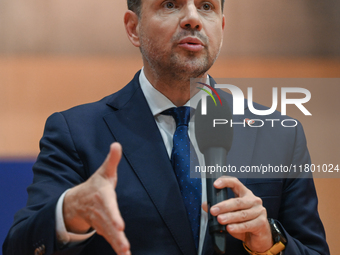 KRAKOW, POLAND - NOVEMBER 16:
Mayor of Warsaw Rafal Trzaskowski during a meeting with voters at Nowa Huta's Hala Com-Com Zone, on November 1...