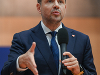 KRAKOW, POLAND - NOVEMBER 16:
Mayor of Warsaw Rafal Trzaskowski during a meeting with voters at Nowa Huta's Hala Com-Com Zone, on November 1...