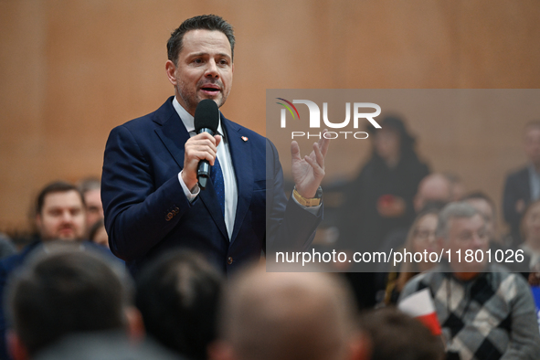 KRAKOW, POLAND - NOVEMBER 16:
Mayor of Warsaw Rafal Trzaskowski during a meeting with voters at Nowa Huta's Hala Com-Com Zone, on November 1...