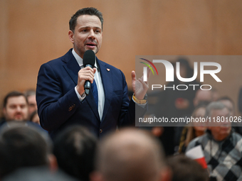 KRAKOW, POLAND - NOVEMBER 16:
Mayor of Warsaw Rafal Trzaskowski during a meeting with voters at Nowa Huta's Hala Com-Com Zone, on November 1...