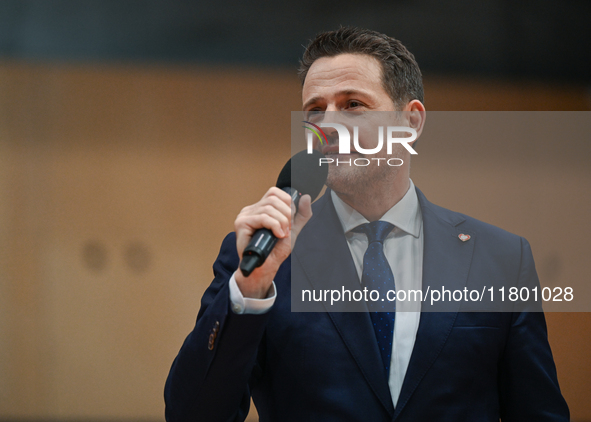 KRAKOW, POLAND - NOVEMBER 16:
Mayor of Warsaw Rafal Trzaskowski during a meeting with voters at Nowa Huta's Hala Com-Com Zone, on November 1...