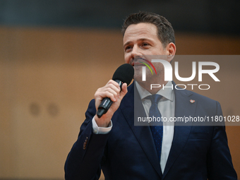 KRAKOW, POLAND - NOVEMBER 16:
Mayor of Warsaw Rafal Trzaskowski during a meeting with voters at Nowa Huta's Hala Com-Com Zone, on November 1...