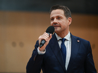 KRAKOW, POLAND - NOVEMBER 16:
Mayor of Warsaw Rafal Trzaskowski during a meeting with voters at Nowa Huta's Hala Com-Com Zone, on November 1...