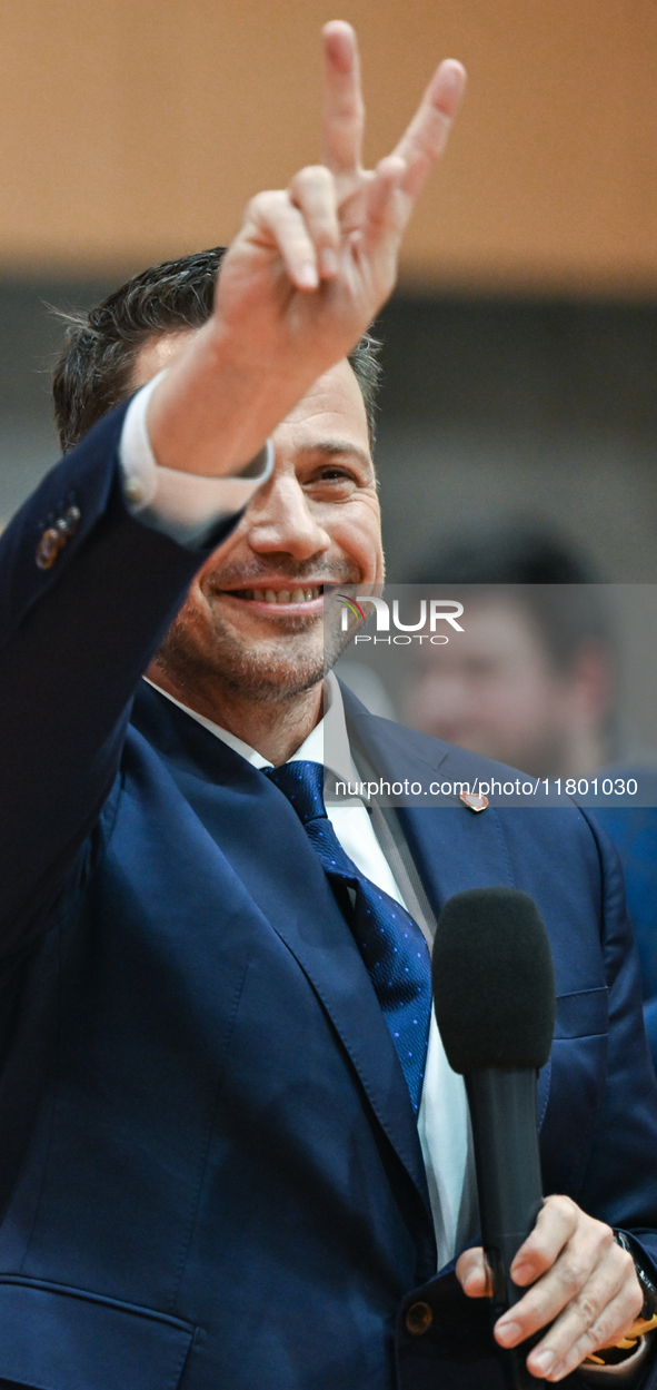 KRAKOW, POLAND - NOVEMBER 16:
Mayor of Warsaw Rafal Trzaskowski during a meeting with voters at Nowa Huta's Hala Com-Com Zone, on November 1...