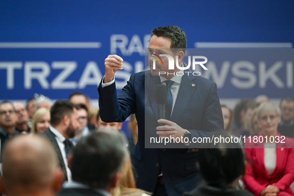 KRAKOW, POLAND - NOVEMBER 16:
Mayor of Warsaw Rafal Trzaskowski during a meeting with voters at Nowa Huta's Hala Com-Com Zone, on November 1...