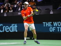 MALAGA, SPAIN - NOVEMBER 22: Botic van de Zandschulp of Team Netherlands during his singles match against Daniel Altamaier of Team Germany d...