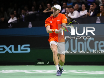  MALAGA, SPAIN - NOVEMBER 22: Botic van de Zandschulp of Team Netherlands during his singles match against Daniel Altamaier of Team Germany...