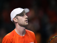 MALAGA, SPAIN - NOVEMBER 22: Botic van de Zandschulp of Team Netherlands during his singles match against Daniel Altamaier of Team Germany d...