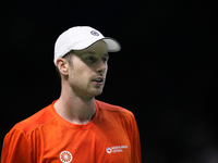 MALAGA, SPAIN - NOVEMBER 22: Botic van de Zandschulp of Team Netherlands during his singles match against Daniel Altamaier of Team Germany d...