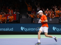 MALAGA, SPAIN - NOVEMBER 22: Botic van de Zandschulp of Team Netherlands celebrates a point during his singles match against Daniel Altamaie...