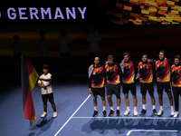 MALAGA, SPAIN - NOVEMBER 22: Team Germany pose prior the Semi-Final tie between Germany and Netherlands during the Davis Cup Final at Palaci...