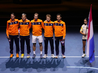 MALAGA, SPAIN - NOVEMBER 22: Team Netherlands pose prior the Semi-Final tie between Germany and Netherlands during the Davis Cup Final at Pa...