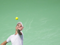 MALAGA, SPAIN - NOVEMBER 22: Daniel Altamaier of Team Germany during his singles match against Botic van de Zandschulp of Team Netherlands d...