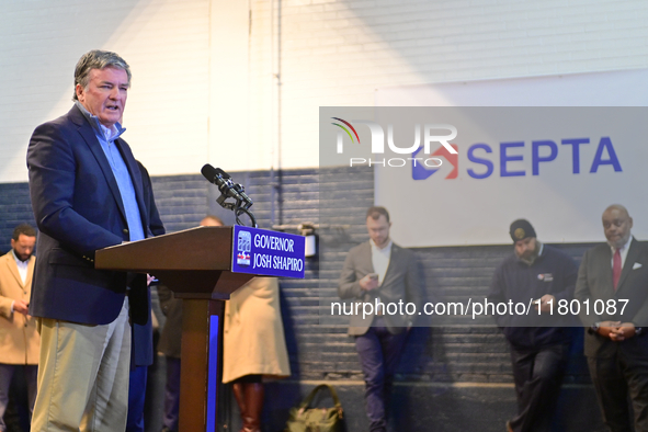 PennDOT Secretary Mike Carroll speaks as Governor Josh Shapiro announces the allocation of $153 million to divert the imminent proposed fair...