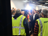 Governor Shapiro mingles with SEPTA employees and representatives after announcing $153 million to circumvent the imminent proposed fare mod...