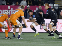 Adam Scott of Newcastle Falcons is in action during the Premiership Cup Group A match between Newcastle Falcons and Sale FC at Kingston Park...