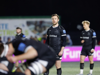 Brett Connon of Newcastle Falcons waits behind a scrum during the Premiership Cup Group A match between Newcastle Falcons and Sale FC at Kin...