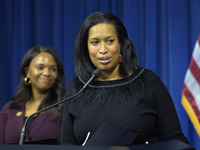 DC Mayor Muriel Bowser speaks about the appointment of Kwelli Sneed as the permanent Director of the Office of Neighborhood Safety and Engag...