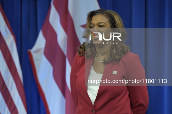 Director of the Office of Neighborhood Safety and Engagement (ONSE), Kwelli Sneed, attends a press conference in Washington DC, USA, on Nove...