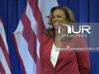 Director of the Office of Neighborhood Safety and Engagement (ONSE), Kwelli Sneed, attends a press conference in Washington DC, USA, on Nove...