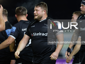 Murray McCallum of Newcastle Falcons looks on during the Premiership Cup Group A match between Newcastle Falcons and Sale FC at Kingston Par...