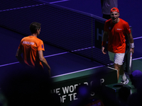 MALAGA, SPAIN - NOVEMBER 22: Tallon Griekspoor of Team Netherlands celebrates a point during his singles match against Jan-Lennard Struff of...