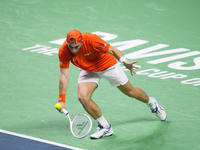 MALAGA, SPAIN - NOVEMBER 22: Tallon Griekspoor of Team Netherlands during his singles match against Jan-Lennard Struff of Team Germany durin...