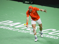 MALAGA, SPAIN - NOVEMBER 22: Tallon Griekspoor of Team Netherlands during his singles match against Jan-Lennard Struff of Team Germany durin...