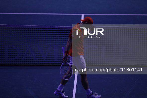 MALAGA, SPAIN - NOVEMBER 22: Tallon Griekspoor of Team Netherlands during his singles match against Jan-Lennard Struff of Team Germany durin...