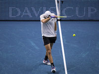 MALAGA, SPAIN - NOVEMBER 22: Jan-Lennard Struff of Team Germany during his singles match against Tallon Griekspoor of Team Netherlands durin...