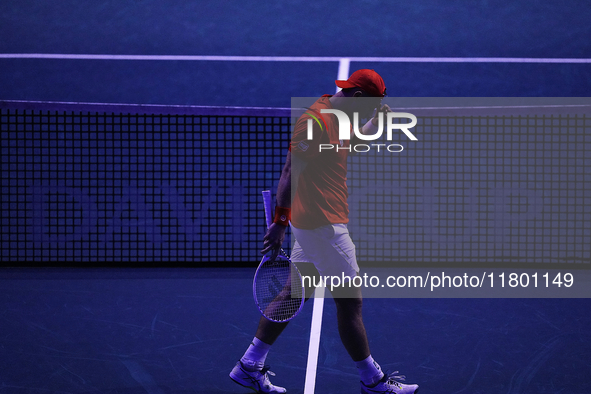 MALAGA, SPAIN - NOVEMBER 22: Tallon Griekspoor of Team Netherlands during his singles match against Jan-Lennard Struff of Team Germany durin...