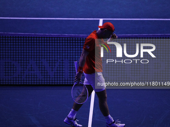 MALAGA, SPAIN - NOVEMBER 22: Tallon Griekspoor of Team Netherlands during his singles match against Jan-Lennard Struff of Team Germany durin...