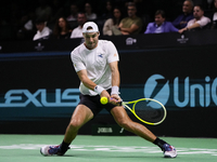 MALAGA, SPAIN - NOVEMBER 22: Jan-Lennard Struff of Team Germany during his singles match against Tallon Griekspoor of Team Netherlands durin...