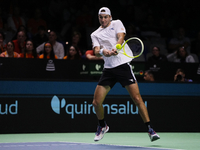 MALAGA, SPAIN - NOVEMBER 22: Jan-Lennard Struff of Team Germany during his singles match against Tallon Griekspoor of Team Netherlands durin...