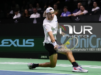 MALAGA, SPAIN - NOVEMBER 22: Jan-Lennard Struff of Team Germany during his singles match against Tallon Griekspoor of Team Netherlands durin...