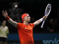 MALAGA, SPAIN - NOVEMBER 22: Tallon Griekspoor of Team Netherlands celebrates the victory after winning his singles match against Jan-Lennar...