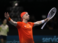 MALAGA, SPAIN - NOVEMBER 22: Tallon Griekspoor of Team Netherlands celebrates the victory after winning his singles match against Jan-Lennar...