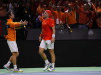 MALAGA, SPAIN - NOVEMBER 22: Tallon Griekspoor of Team Netherlands celebrates the victory with his teammates Wesley Koolhof after winning hi...