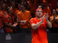 MALAGA, SPAIN - NOVEMBER 22: Tallon Griekspoor of Team Netherlands celebrates the victory after winning his singles match against Jan-Lennar...