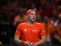 MALAGA, SPAIN - NOVEMBER 22: Tallon Griekspoor of Team Netherlands celebrates the victory after winning his singles match against Jan-Lennar...