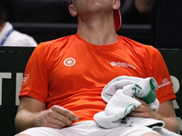 MALAGA, SPAIN - NOVEMBER 22: Tallon Griekspoor of Team Netherlands celebrates the victory after winning his singles match against Jan-Lennar...