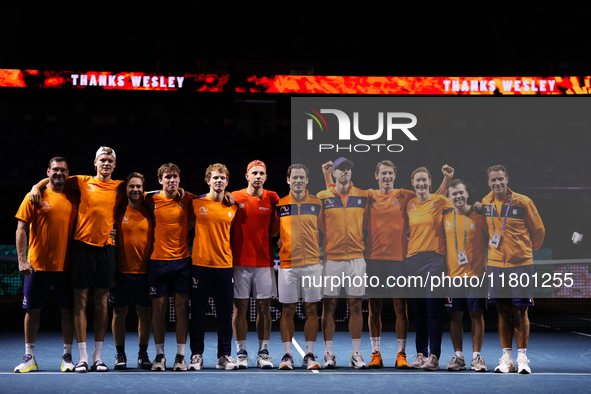 MALAGA, SPAIN - NOVEMBER 22: Wesley Koolhof of Team Netherlands during his tribute on his retirement as a professional player after the Semi...