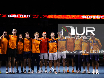 MALAGA, SPAIN - NOVEMBER 22: Wesley Koolhof of Team Netherlands during his tribute on his retirement as a professional player after the Semi...