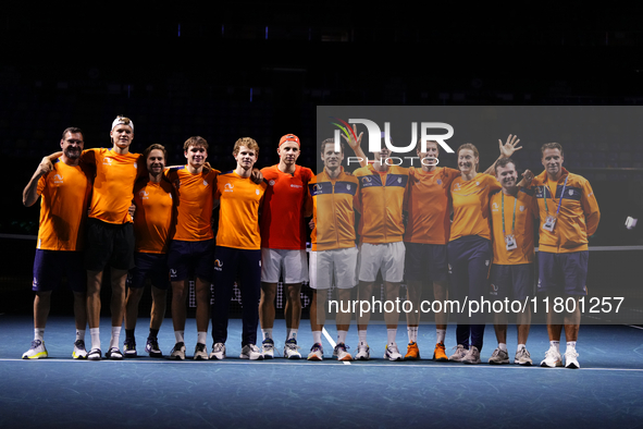 MALAGA, SPAIN - NOVEMBER 22: Wesley Koolhof of Team Netherlands during his tribute on his retirement as a professional player after the Semi...