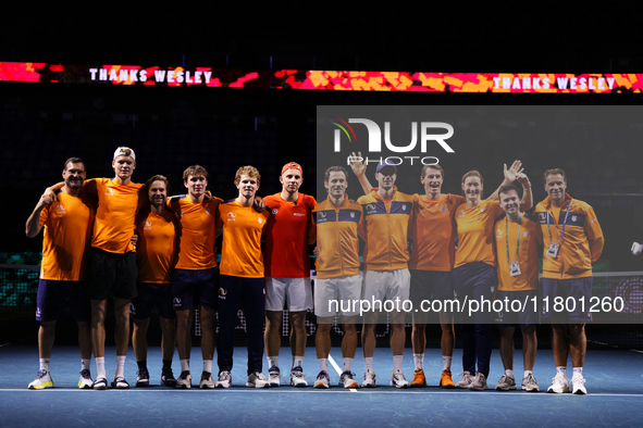 MALAGA, SPAIN - NOVEMBER 22: Wesley Koolhof of Team Netherlands during his tribute on his retirement as a professional player after the Semi...