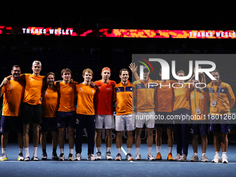 MALAGA, SPAIN - NOVEMBER 22: Wesley Koolhof of Team Netherlands during his tribute on his retirement as a professional player after the Semi...