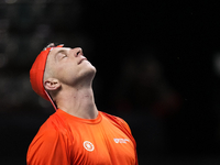 MALAGA, SPAIN - NOVEMBER 22: Tallon Griekspoor of Team Netherlands celebrates the victory after winning his singles match against Jan-Lennar...