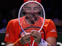 MALAGA, SPAIN - NOVEMBER 22: Tallon Griekspoor of Team Netherlands during his singles match against Jan-Lennard Struff of Team Germany durin...