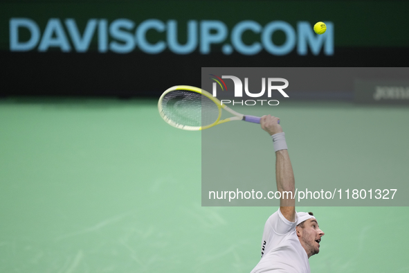 MALAGA, SPAIN - NOVEMBER 22: Jan-Lennard Struff of Team Germany during his singles match against Tallon Griekspoor of Team Netherlands durin...