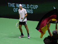 MALAGA, SPAIN - NOVEMBER 22: Jan-Lennard Struff of Team Germany celebrates a point during his singles match against Tallon Griekspoor of Tea...